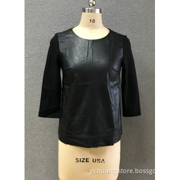 women`s black pu top